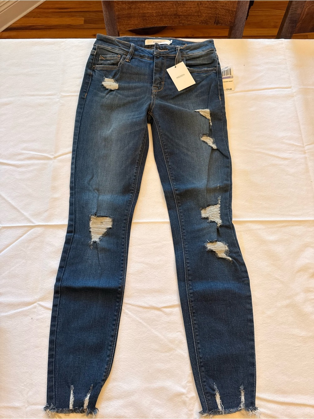 Hidden Jeans Women’s Distressed Dark Blue Skinny Jeans - Unknown Brand